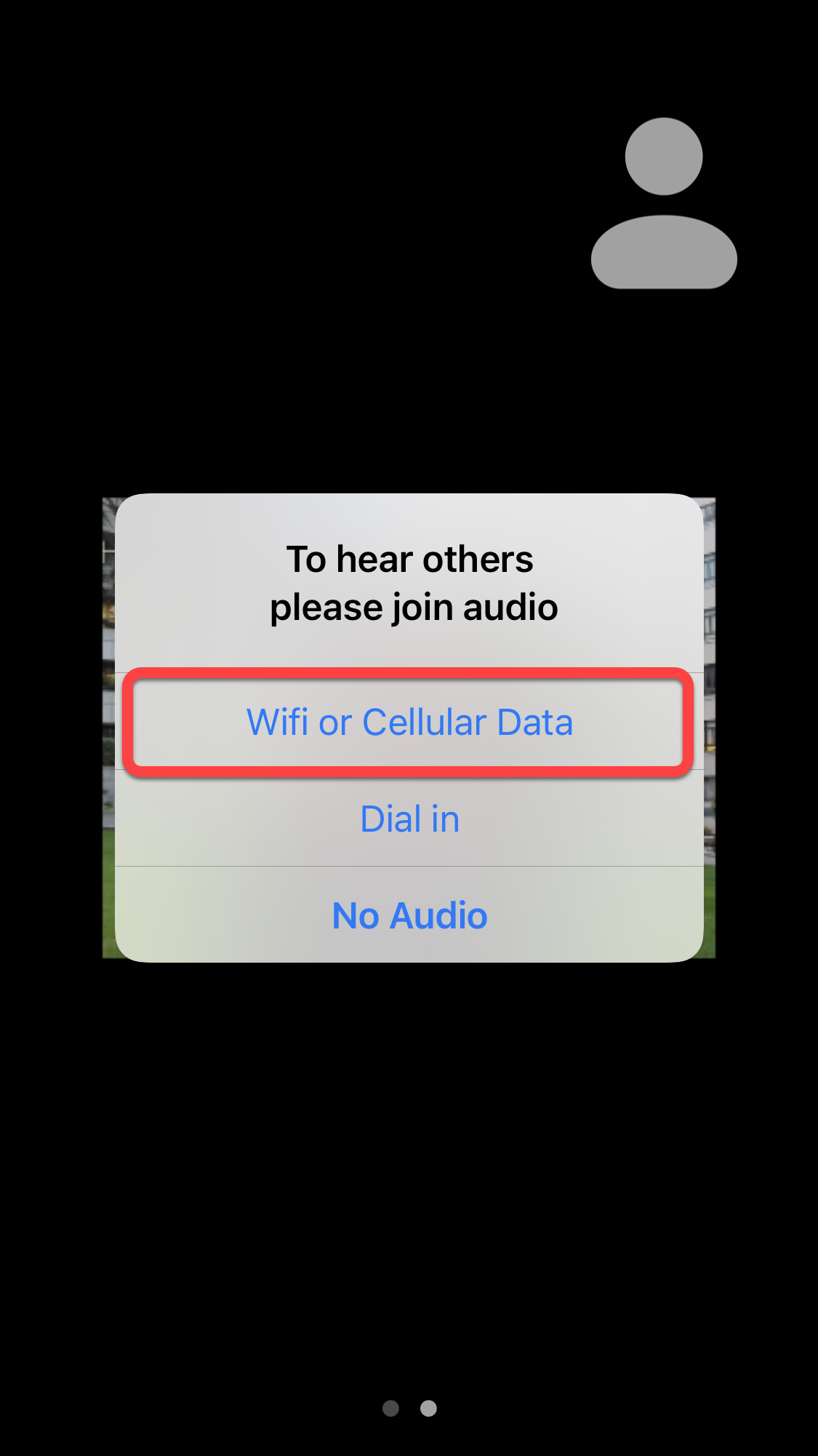 Wifi or Cellular Data outlined in red